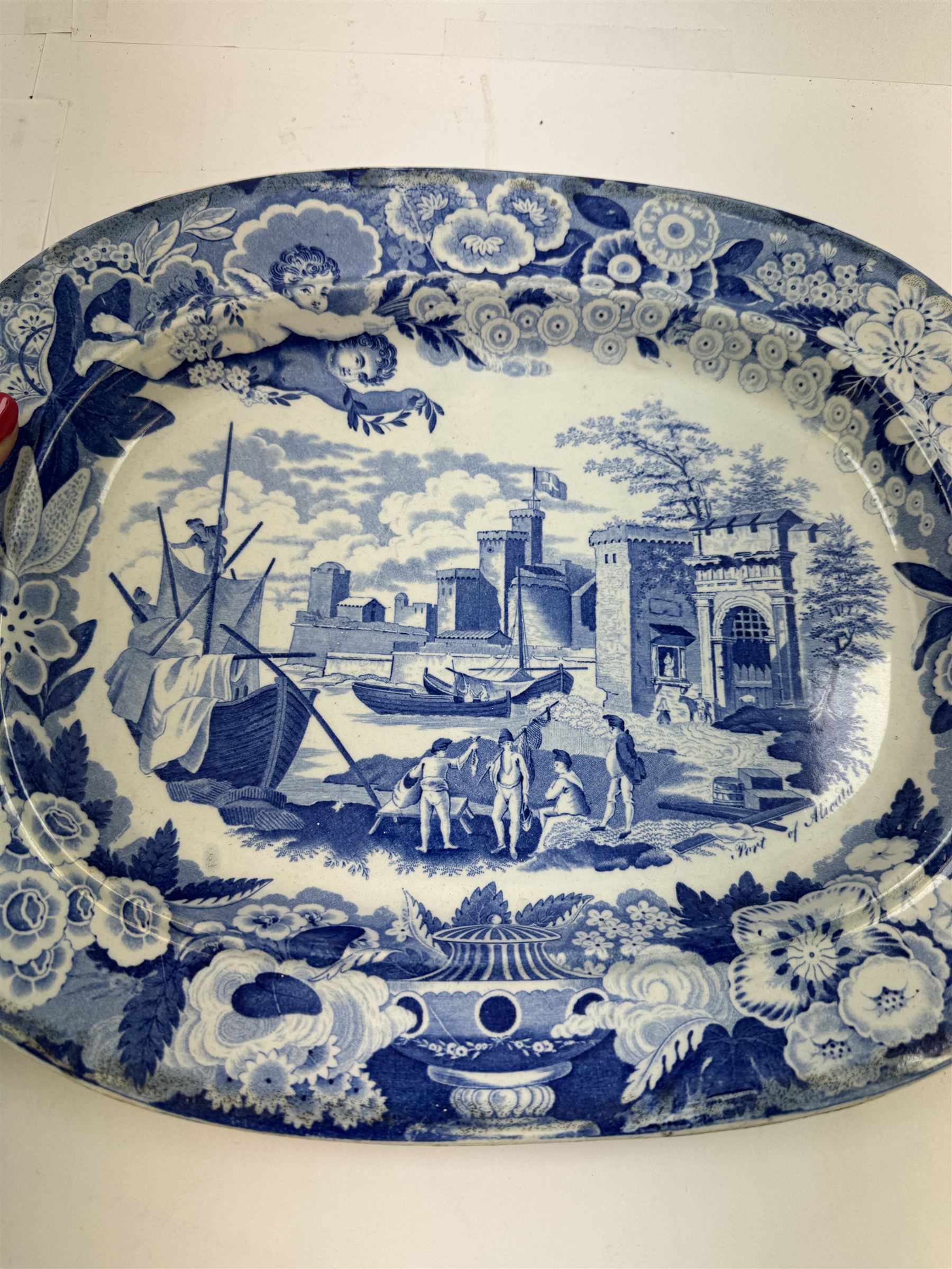 Pountney & Allies Bristol Views Series 'River Avon' meat plate together with Don Pottery meat platter 'Port of Alicata 