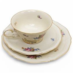 Rosenthal Chippendale part tea service for twelve, comprising teapot, covered sucrier, milk jug, tea cups, coffee cups and saucers, serving dishes etc