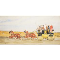 Henry William Standing (1894–1931), Coach and Four Croydon-Reigate, watercolour signed and...