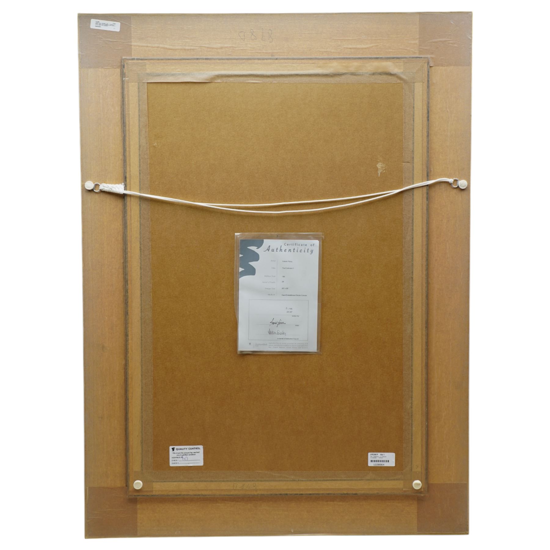 Fabian Perez (Argentina 1967-): 'Embrace II', limited edition hand-embellished giclee print on canvas signed and numbered 2/195, with certificate of authenticity verso 75cm x 50cm