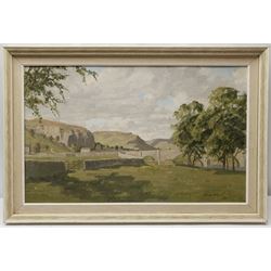 Claude Horsfall (British 1907-2003): 'Wharfedale from Dead Man's Hill' & 'Conistone Bridge and Kilnsey Crag', pair oils on board signed, original title labels verso 36cm x 59cm (2)