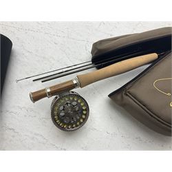 Five fly fishing rods, to include Greys Greyflex M2, Greys Missionary 9'3 etc, together with fly reel, flies, Wychwood fishing bag and various fishing other tackle items 