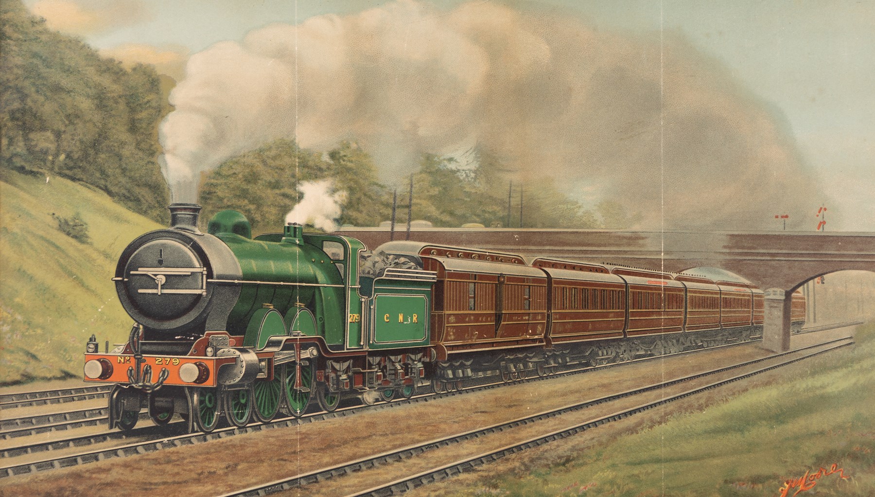 After Edwin Thomas Rudd (British 1861-1940): An East Coast Flier, Great Western Railway no. 3047 'Lord of the Isles', Midland Railway no. 116 and Caledonian Railway no. 769, four coloured prints max 21.5cm x 37.5cm (4)