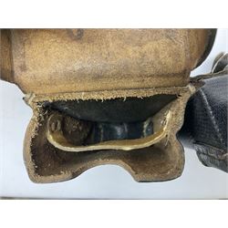 WW2 German 'SS' leather belt with six pouches (one containing unused field bandage) and buckle inscribed 'Meine Ehre Heifst Treue'; belt marked 0/0836 0029