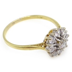  Diamond cluster gold ring stamped 18ct  