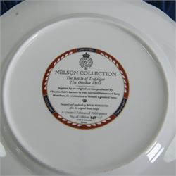 Royal Worcester seven Nelson collection plates, limited edition, comprising two Battle of Cape St Vincent, two Battle of Trafalgar, two Battle of Copenhagen and Battle of the Nile, all with certificates and original boxes 