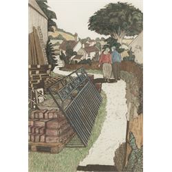 Michael Atkin (Scarborough 1952-): 'Conversation on a Footpath', limited edition coloured ...