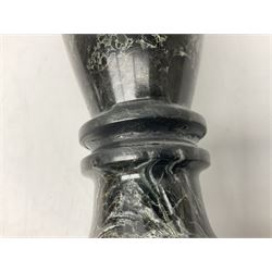 Black marble vase, of baluster form upon a stepped foot, H30cm 