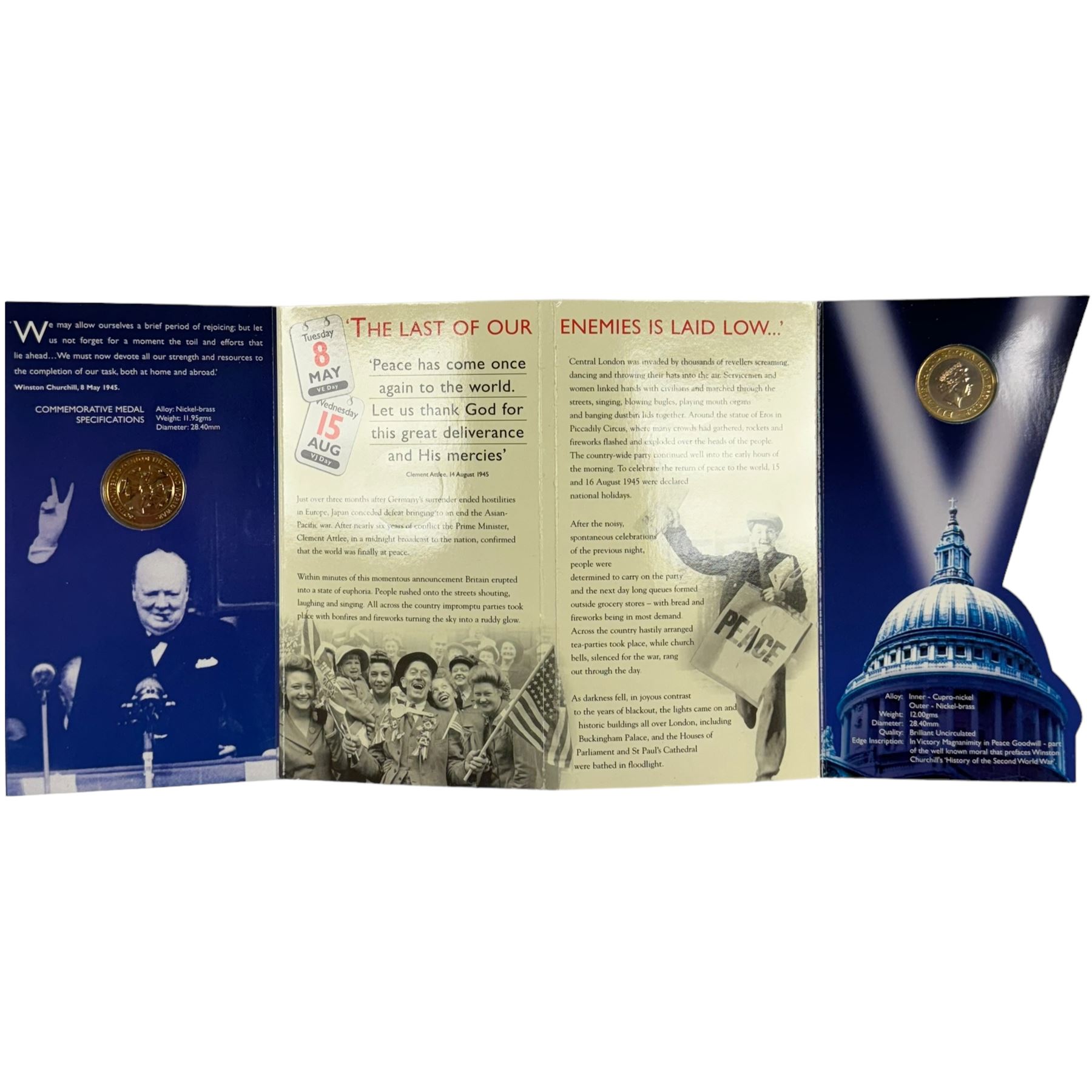 Nineteen The Royal Mint United Kingdom uncirculated commemorative coins or sets, including Queen Elizabeth II 1989 '1689 1989' two pounds, 2001 'Victorian Anniversary' crown, 2003 'Coronation Jubilee' five pounds, 2004 'Britain's new coinage' three coin set, 2005 'The End of WWII' two pound, 2006 'Her Majesty Queen Elizabeth II Eightieth Birthday', 2015 'The Royal Navy' two pounds, 2016 'The Last Round Pound', 2022 '1926-2022' five pounds, King Charles III 2023 'The Coronation' five pounds etc