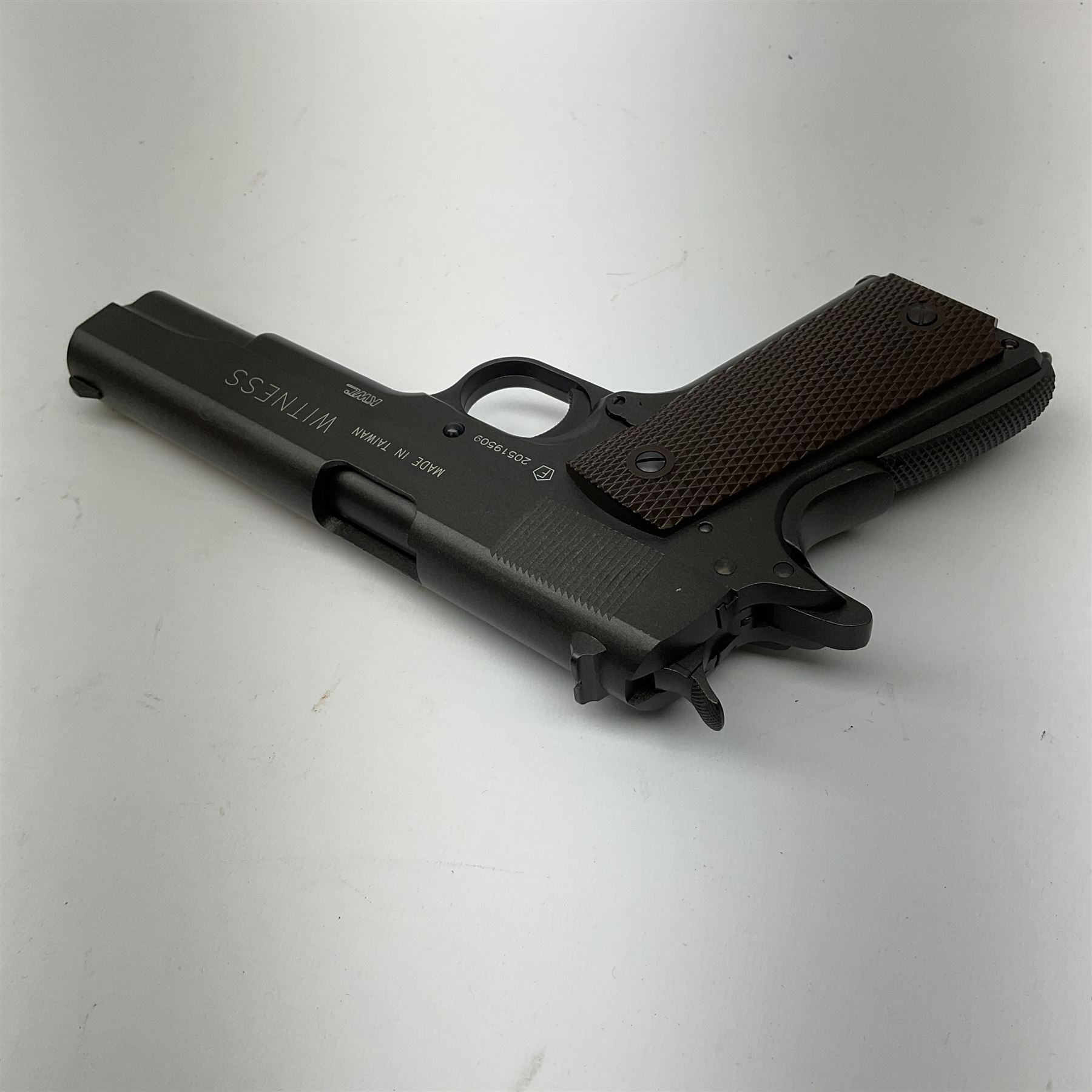 Tanfoglio CO2 semi-auto .177 - 4.5mm Witness 1911 pistol, serial no.20519509, L25cm overall, boxed with quantity of ball bearings, CO2 cartridge and instructions