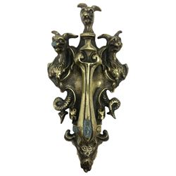Gothic style cast brass door knocker, mo