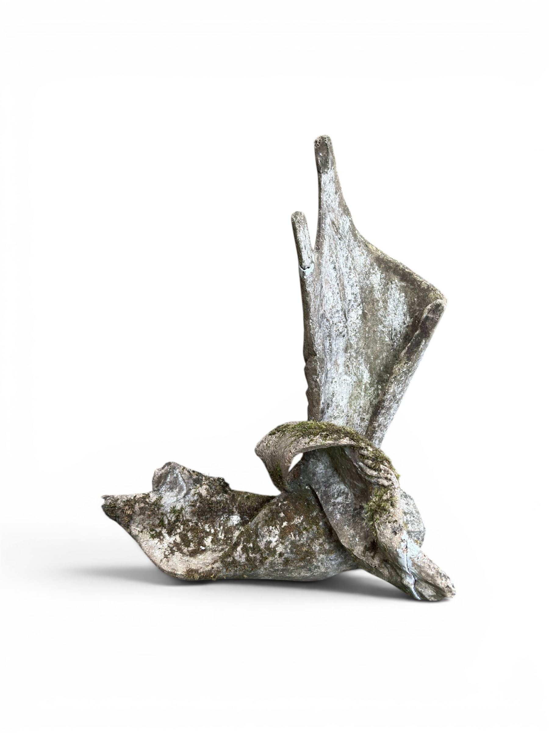 Composite stone sculptured figure playing a guitar, and a shell sculpture (2)