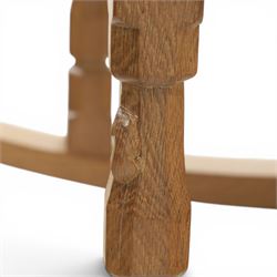 Mouseman - oak rocking chair, high lattice back, carved Mouse signature, by Robert Thompson's of Kilburn