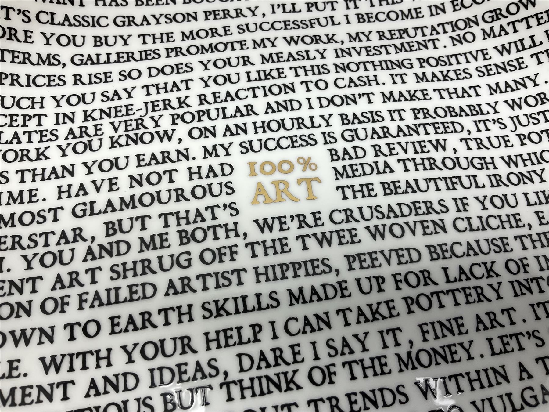 Grayson Perry RA (b.1960) 100% Art plate, 2020 fine china plate, with artist's seal printed to the base, produced for the York Art Gallery, D21cm