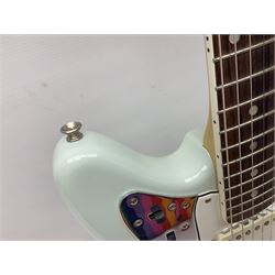 Fender Jaguar electric guitar, American Custom Shop vintage re-issue, probably in seafoam green, with tremolo arm, serial no.V1317106, L101cm; in American G&G Fender fitted hard case with paperwork