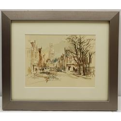 William Anthony 'Tony' Denison (British 1937-): Bruges Street Scene, watercolour signed 18cm x 24cm