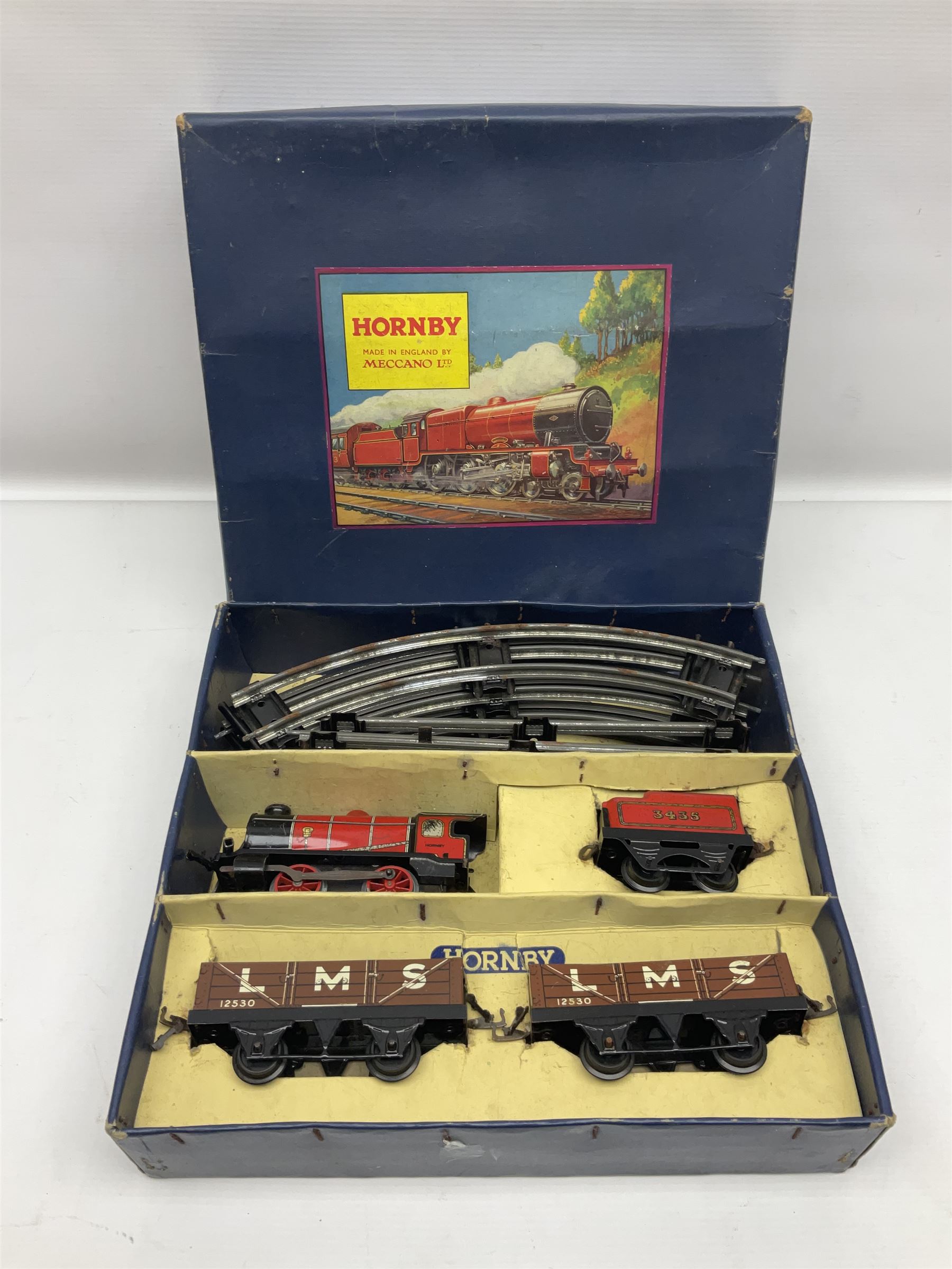 Hornby '0' gauge - 1950s M1 Goods Set box containing clockwork 0-4