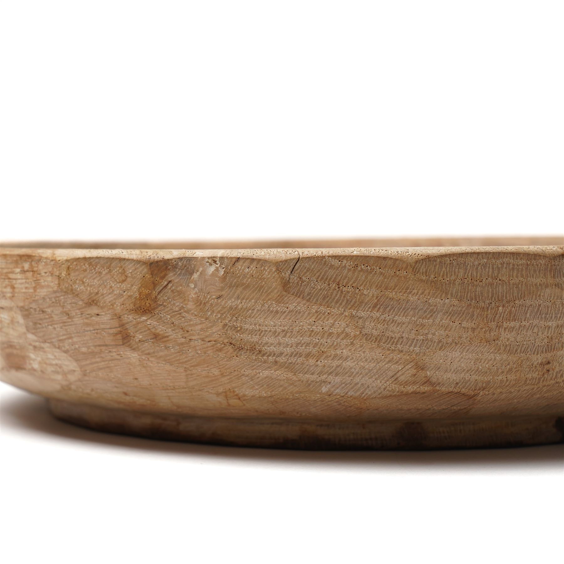 Mouseman - Adzed oak fruit bowl with centre mouse signature D29cm by the workshop of Robert Thompson, Kilburn