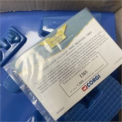 Corgi - Aviation Archive, five ‘Military Air Power’ 1:144 scale models comprising first issue 47509 Lockheed C-121A Constellation Mats; limited edition 48604 Bristol Britannia 253/CMK1 XM-496 Royal Air Force Transport Command limited edition no.1863/2700; two limited edition Thunder in the Skies models AA30005 Douglas C-47 Dakota no.1093/1900, and AA30507 Vickers V.838 Viscount no.1366/1500; limited edition AA30006 Modern Era Douglas C-47A Dakota - USAF 20th Tactical Fighter Wing no.639/1400; all boxed 