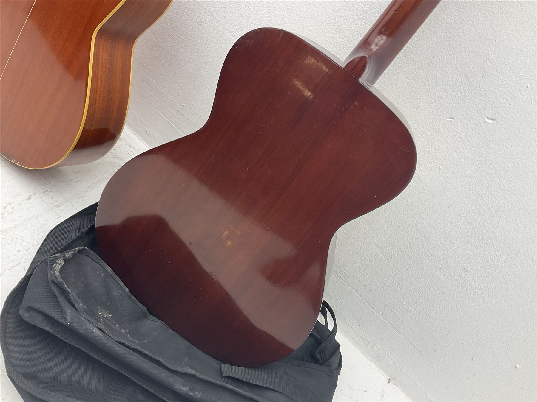 Saxon acoustic guitar Folk Model 812, serial no.43263 L102cm; Jose Ferrer El Primo small or child's size acoustic guitar, serial no.006980 L85cm; both in carrying soft cases; and Spanish Admira Concert Grande acoustic guitar (3)
