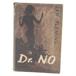 Fleming Ian: Dr. No first edition 1958, pub. Jonathan Cape London, with plain black cover and dustjacket, together with Goldfinger first edition, second impression 1959, pub. Jonathan Cape London, with embossed black cloth/gilt cover and dustjacket (2)
