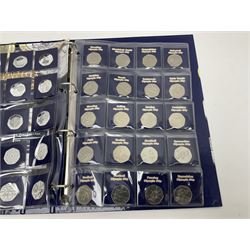 Queen Elizabeth II mostly commemorative fifty pence coins from circulation, including London Olympic games, various Beatrix Potter etc, small number of old style fifty pence coins including dual dated 1992 1993 EEC, commemorative crown and other miscellaneous coinage, face value of current circulating coins approximately 30 GBP