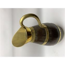 Large 19th century brass coopered oak jug, H60cm