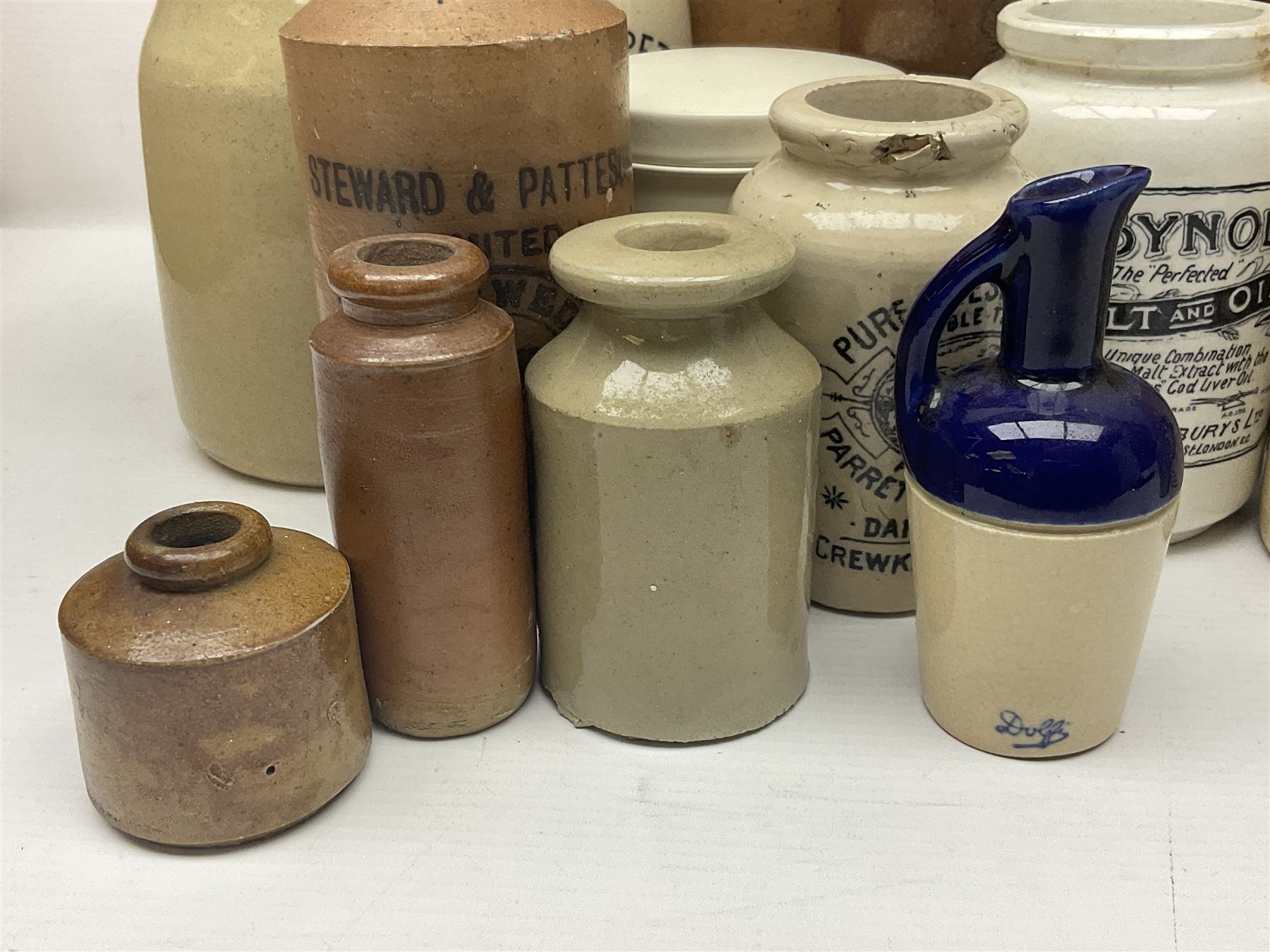 Julius Peters Hull stoneware bottle and a collection of other stoneware advertising bottles, jars and flagons etc