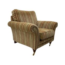 Parker Knoll armchair, upholstered in stripe fabric