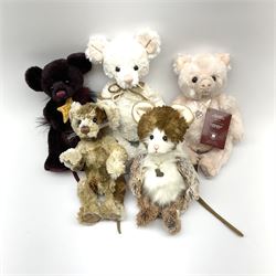 Five Charlie Bears - 'Peeps' CB175133B H29cm; 'Velvet' with star pendant CB185178; 'Penchant' with Plush Collection card name tag CB185174; 'Munchkin' CB171781A; and 'Dickory the Mouse' CB165116; no carry bags (5)