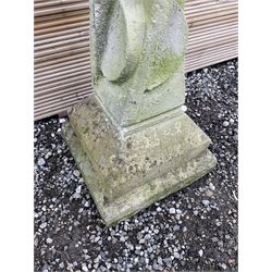 Three-piece stone sundial, on contemporary geometric design square pedestal - THIS LOT IS TO BE COLLECTED BY APPOINTMENT FROM DUGGLEBY STORAGE, GREAT HILL, EASTFIELD, SCARBOROUGH, YO11 3TX