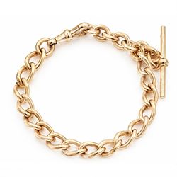 Early 20th century 9ct rose gold Albert chain / bracelet, Birmingham 1923