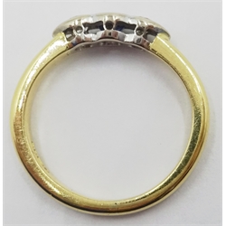  Three stone diamond and sapphire ring hallmarked 18ct  