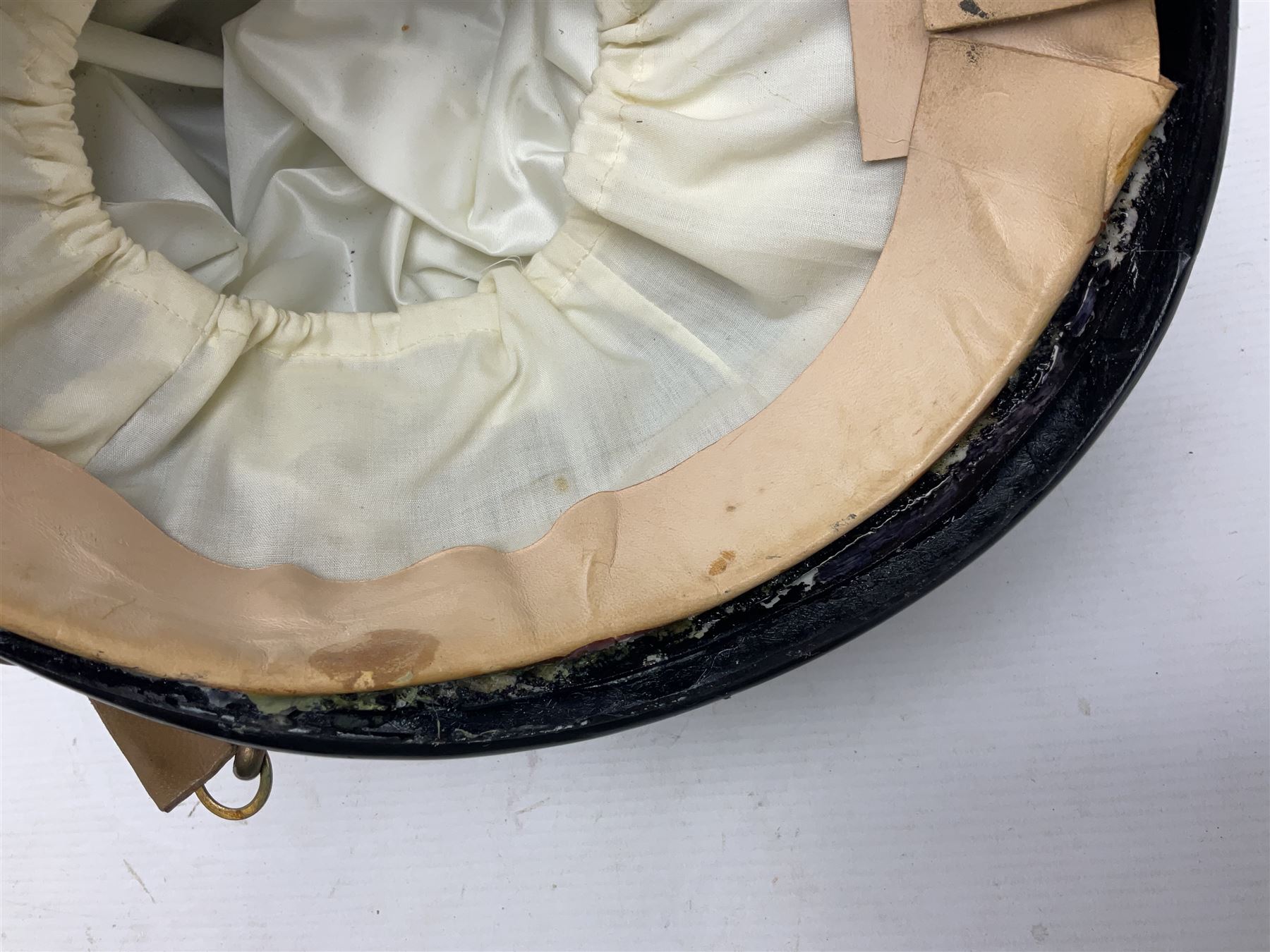 Lancers cap with original 19th century fittings for the 16th Lancers on a modern fibre glass shell with liner