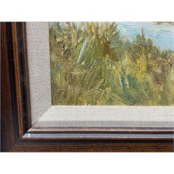 Michelle Saunders (British 1963-): 'Morning Light from Hawsker', oil on board signed, titled on label verso 19cm x 29.5cm 