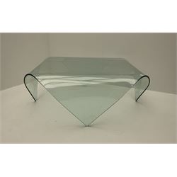 Contemporary curved and folded glass coffee table 