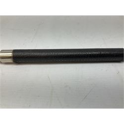 ‘The Metropolitan’ Police ebonised and black leather swagger stick, with combined whistle, 60cm