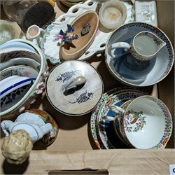 Wedgwood jasperware, Chinese carved soap stone bookends, two Chinese ginger jars, Beswick etc in two boxes
Provenance: from the Kirkham Hall estate 