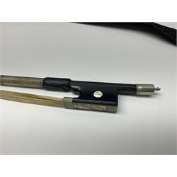 Early 20th century French Mirecourt violin with 35.5cm two-piece maple back and ribs and spruce top; bears label 'The Garrodus Violin H & Co No.1587 Anno 1912' L59cm overall; in modern fitted case with bow