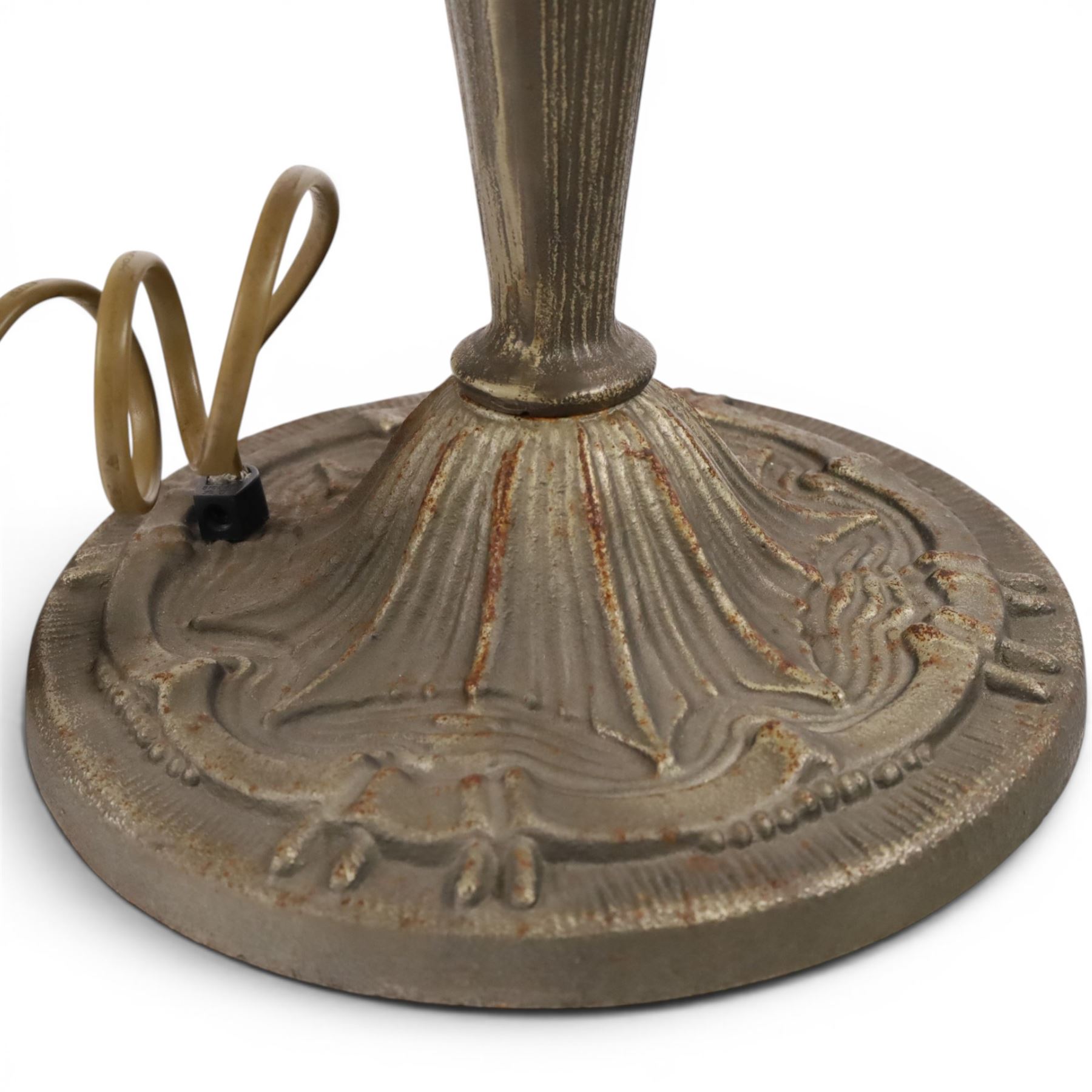 Tiffany Style table lamp, with floral lampshade, together with two Tiffany style ceiling light shades 