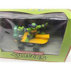 Scalextric - eight Hornby Teenage Mutant Ninja Turtles slot cars, nos.C130, C131, C132, C134, C338, C339, C421 & C422; and two further Scalextric slot cars, C465 Batmobile and C139 Parmalat Brabham; all boxed (10)