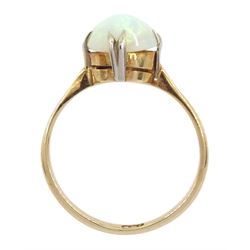 Early 20th century 9ct gold single stone opal ring, stamped 9ct