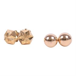 Eight pairs of 9ct gold earrings 