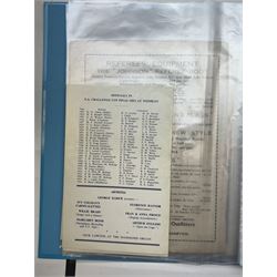 Collection of football memorabilia belonging and relating to the Hull based referee Frank Coultas, including 9ct gold Referee's medal for the 1957 Aston Villa v Manchester United FA Cup Final, inscribed 'The Football Association, F.B Coultas, F.A. Challenge Cup Competition, Final Tie 1957', hallmarked and in original case; the kit worn by him to referee the 1957 FA Cup Final and ephemera relating to the match including photographs, programmes and tickets; together with other football memorabilia collected by Frank Coultas, including programmes, photograph and ticket stubs, with some items relating to the 'Busby Babes'
