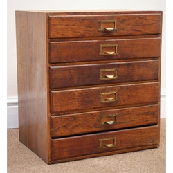  Early 20th century oak chest, six drawers, W40cm, H45cm, D28cm  