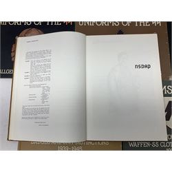 Military Collectors Service: set of three books on WWII German uniforms and badges; and Mollo Andrew: Uniforms of the SS. Volumes 1,4,5,6 & 7 (8)