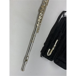 Virtuosi England silver plated four-piece flute, cased