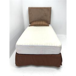 3' single bed with upholstered headboard, bedspread, cushion and heated blanket 