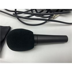 Shure SM58 Dynamic microphone; in original bag with paperwork; Shure Prologue 10H-LC Dynamic microphone; boxed; each with cable and tubular chrome adjustable stand (4)