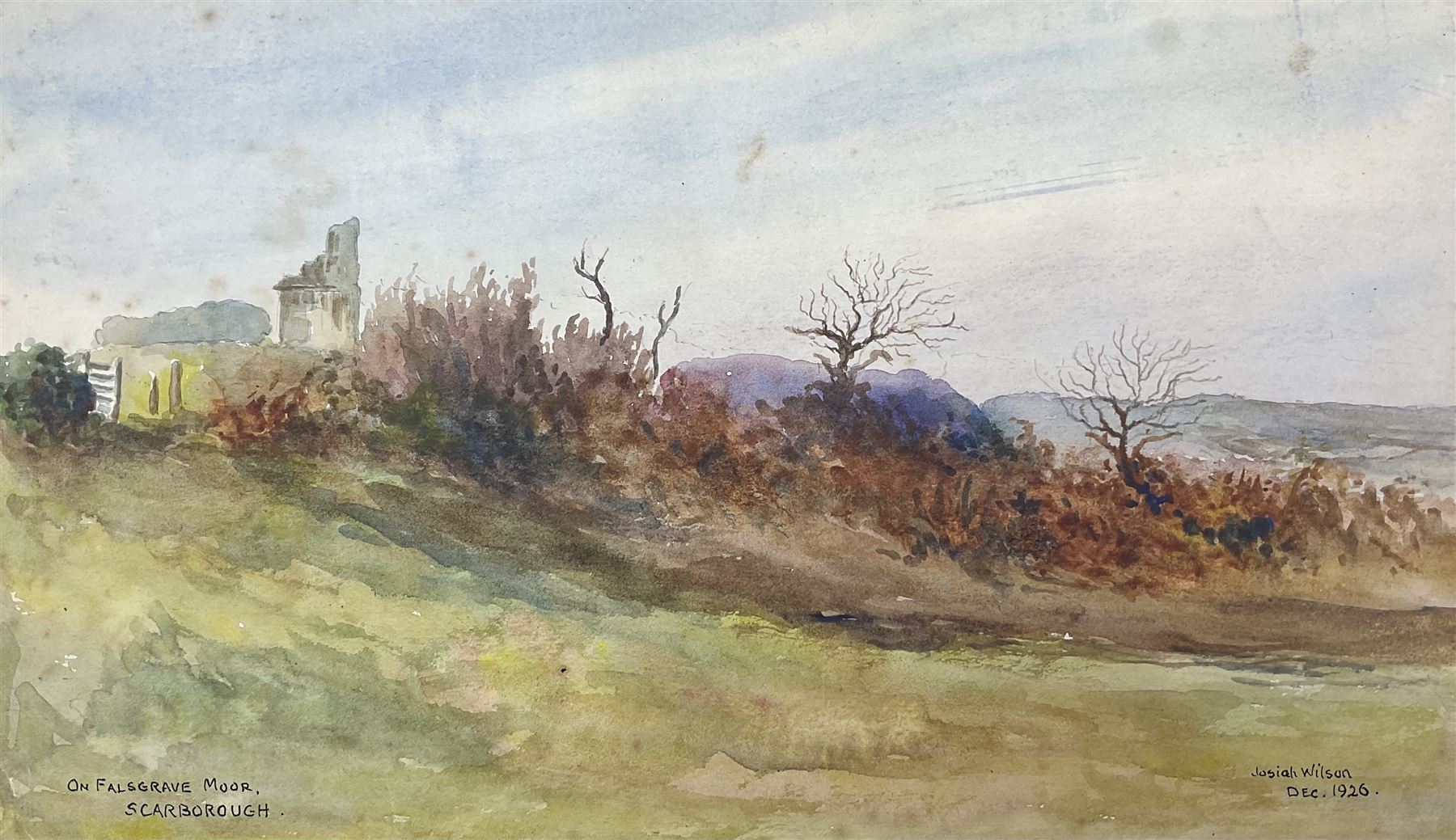 Josiah Wilson (British 19th/20th Century): 'South Scarborough' 'West Ayton' 'On Falsgrave Moor' 'South Shore' and 'On Lady Edith's Drive', set of Scarborough related watercolours signed and variously titled, max 20cm x 30cm; together with a collection of drawings by John Potter, variously signed and inscribed